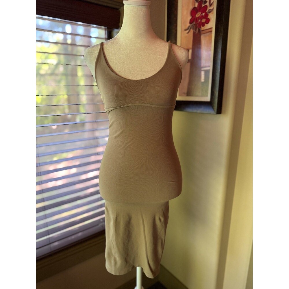 Free People Meg High Platform Mini Bodycon Slip Dress in Nude Size M/L